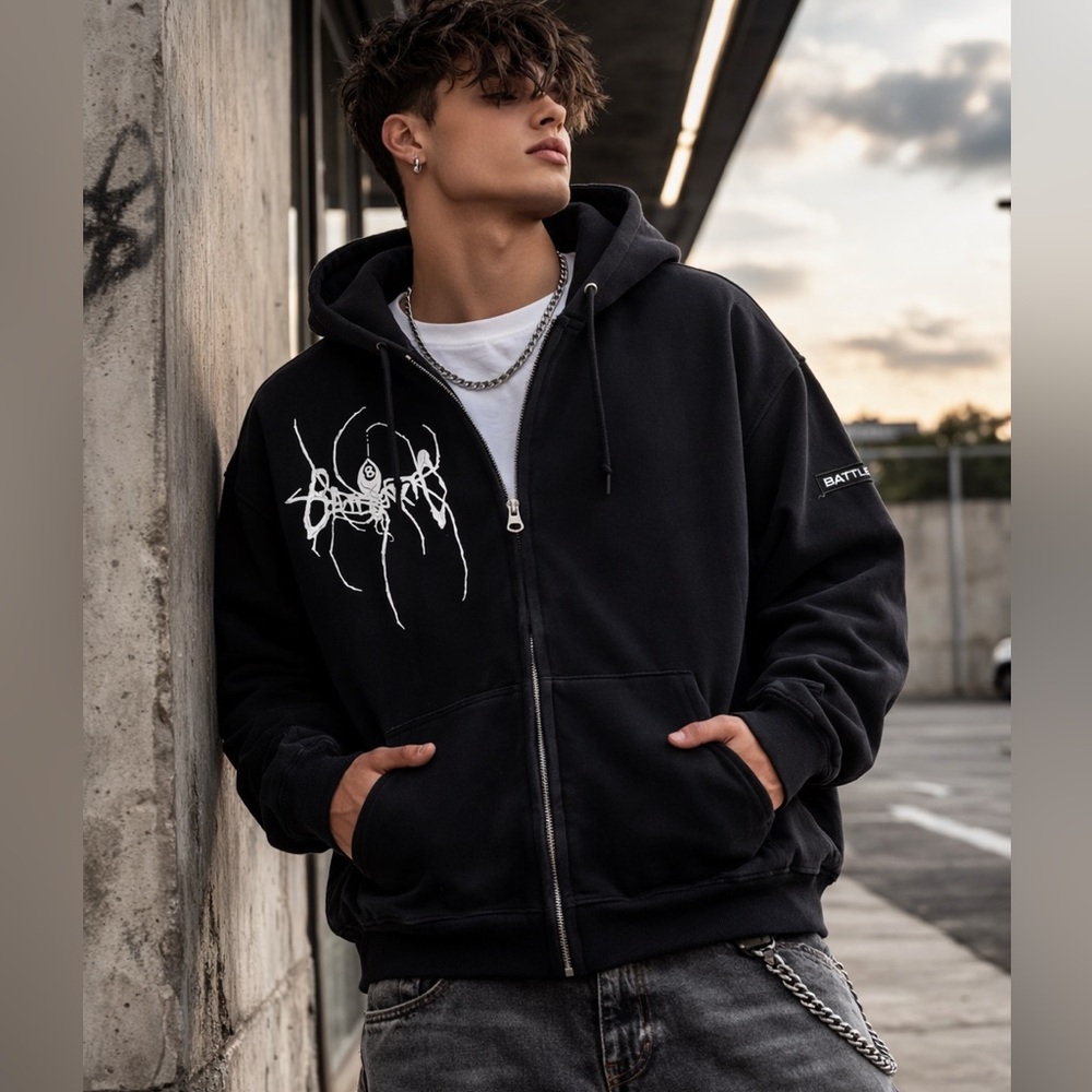BATTLEKID Oversized Spider Print Hoodie